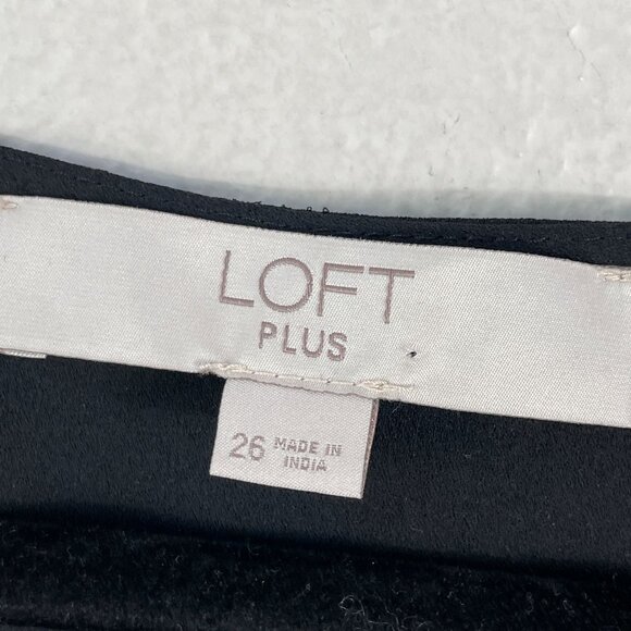 Loft Womens Plus 26 Black Wrap Top Short Flutter Sleeves Blouse Shirt - Picture 3 of 7